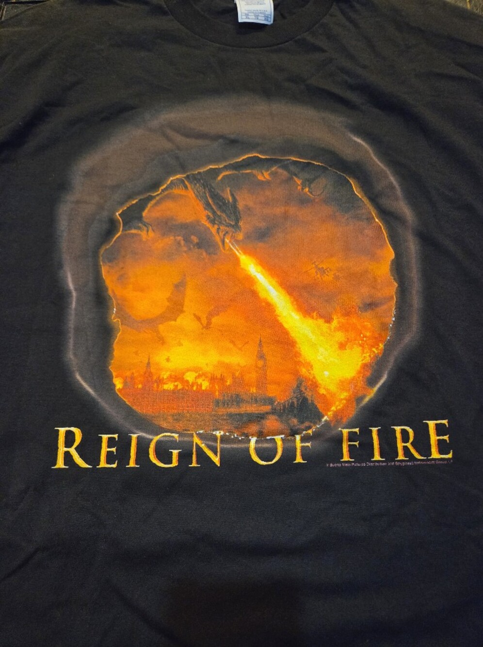 Reign of Fire Black Short Sleeve Graphic Tee - Reign of Fire 2002 Vintage Y2k Xl